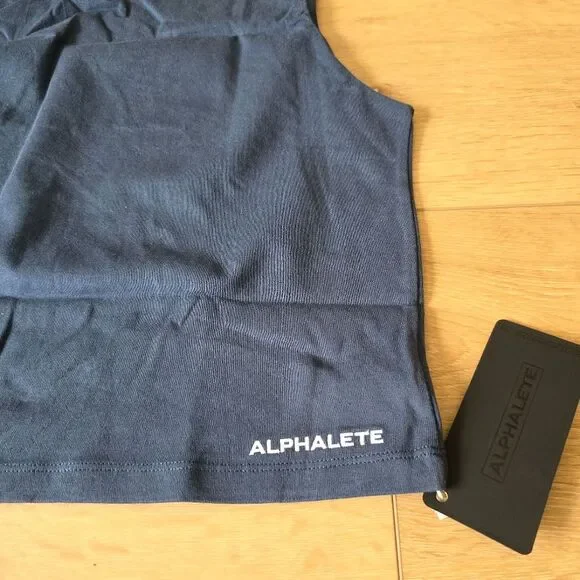 Nwt alphalete womens heavy cotton cut off navy tank top - Picture 3 of 10